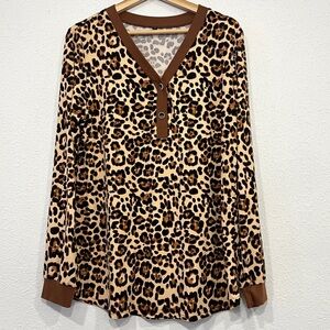 No Brand Womens Animal Print Long Sleeve Top Size XL